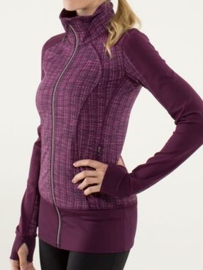 Lululemon Nice Asana Ziggy Wee August Glo Plum Women's Full Zip Jacket Size 8